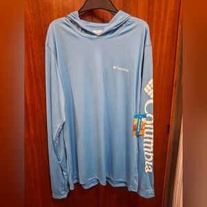 Columbia Omni-Shade SPF50 Long Sleeve Hoodie Men's MEDIUM Light Blue